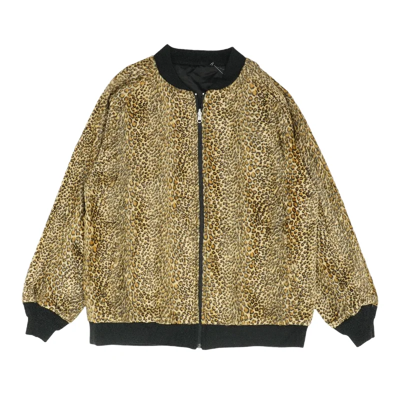 Fashionable Men's Denim JacketsBeige Animal Print Reversable Bomber Jacket