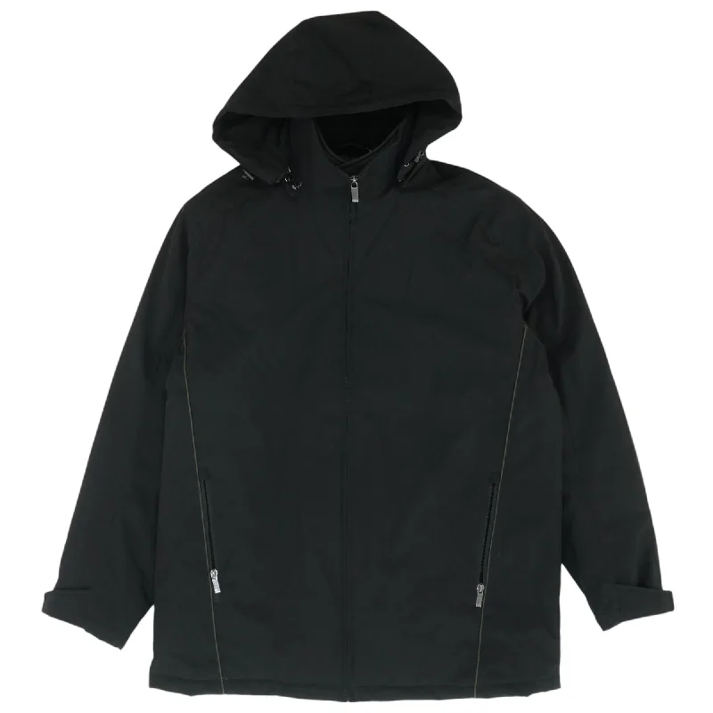 Waterproof Men's ParkasBlack Solid Topcoat