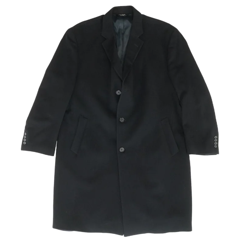 Men's Coats Made in ItalyBlack Solid Topcoat Coat