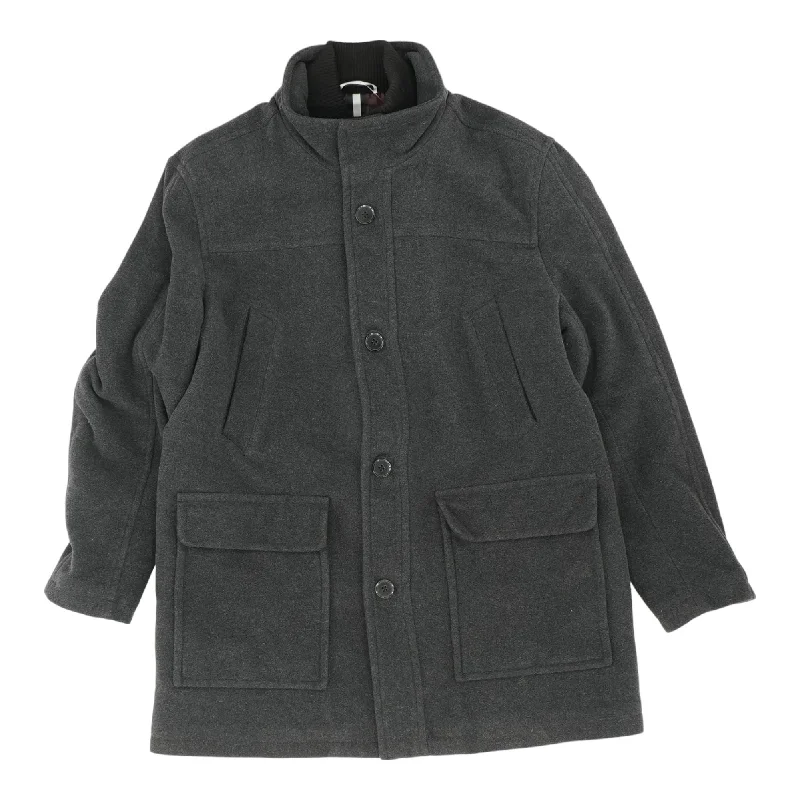 Men's Coats with Synthetic InsulationBlack Solid Topcoat Coat