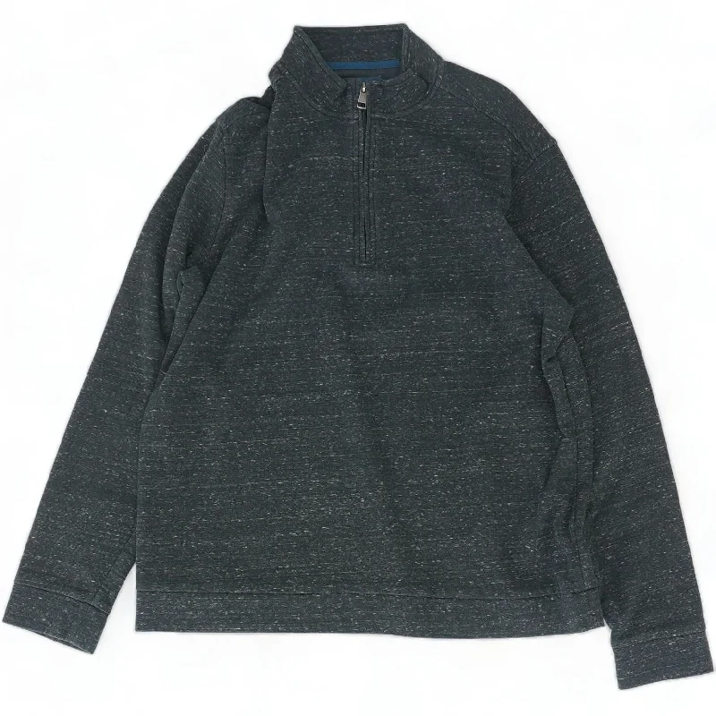 Men's Coats with Embroidered DetailsCharcoal Solid 1/4 Zip