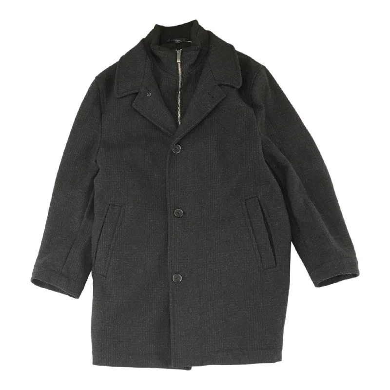 Men's Coats with Water-Repellent FabricCharcoal Solid Topcoat Coat