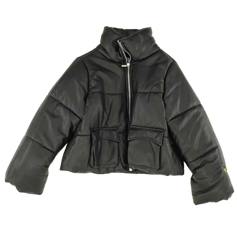 Men's Coats for BikingPre-Fall 22 Black Embossed Puffer Jacket