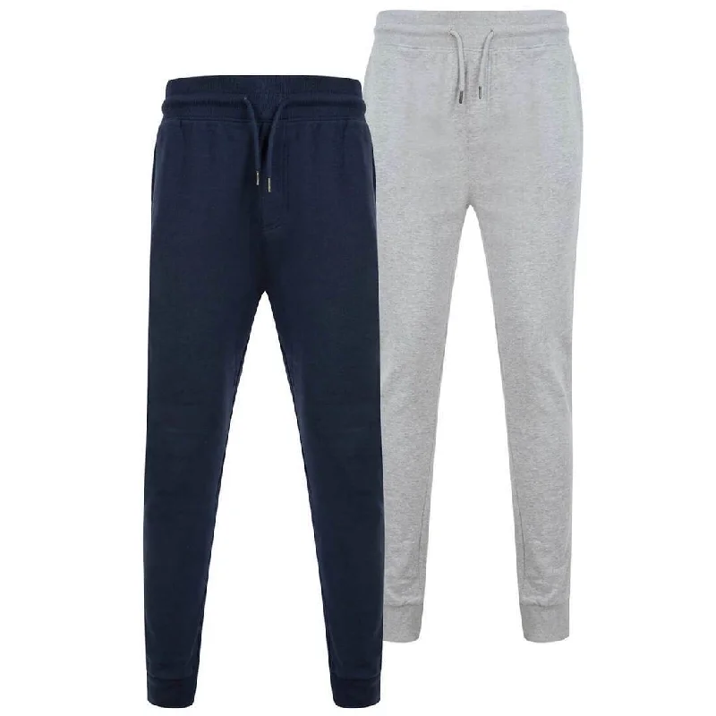 Men's Pants with Button-Down Pockets2 Pack Mens Jogging Trousers Grey Navy Lounge Sweat Pants