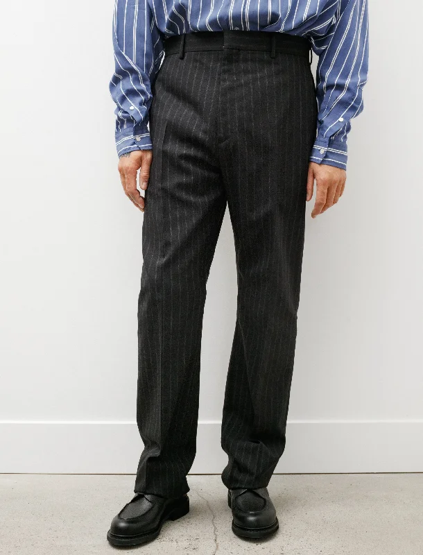 Men's Patterned Pants with Animal PrintsTailored Wool Blend Trousers Black Grey Stripe