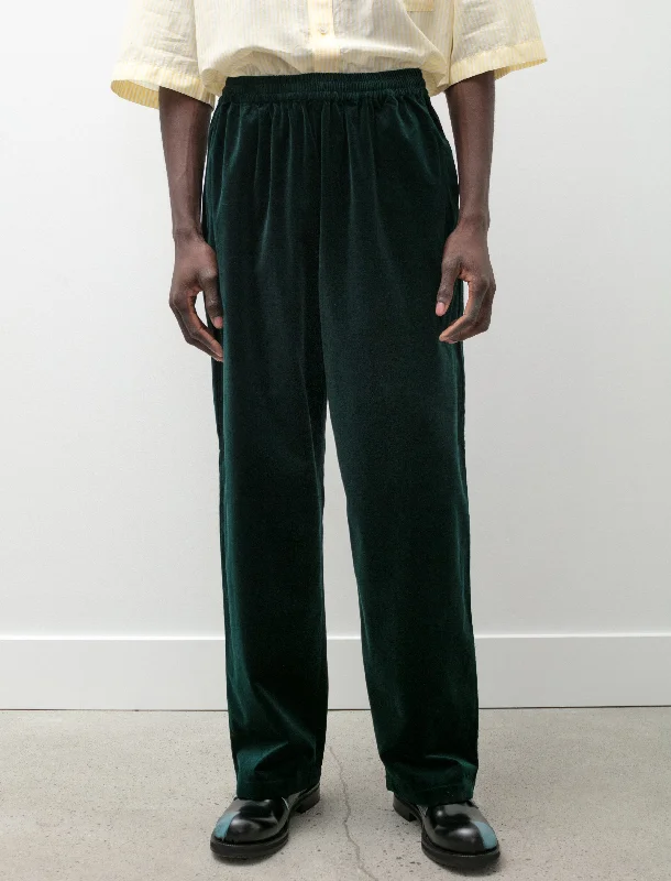 Men's Pants with Flat-Front DesignsVelvet Trousers Dark Green