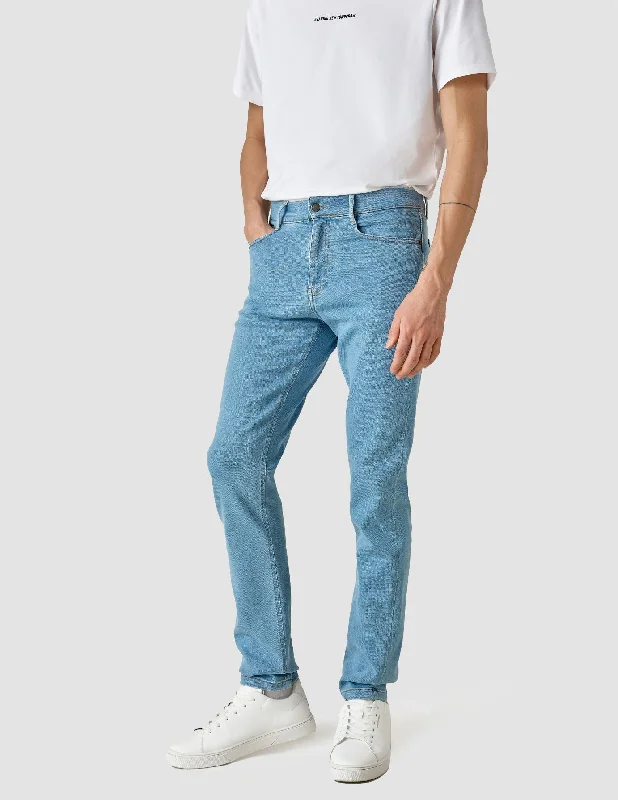 Men's Solid-Colored Pants for VersatilityClassic Jeans Slim Bright Blue