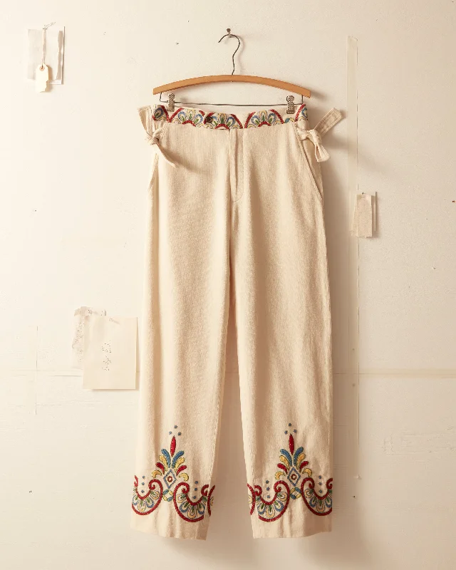 Men's High-Waisted Pants for a Retro StyleEmbroidered Carnival Trousers