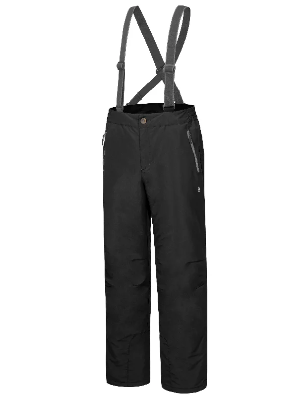 Men's Pants with Contrast Fabric PanelsMen's Water Resistant Ski Bibs Insulated Snow Pants with Detachable Suspenders