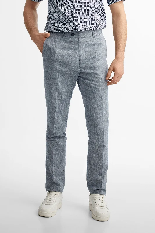 Men's Pants with Zippered PocketsPantalon habillé lin et coton - Homme