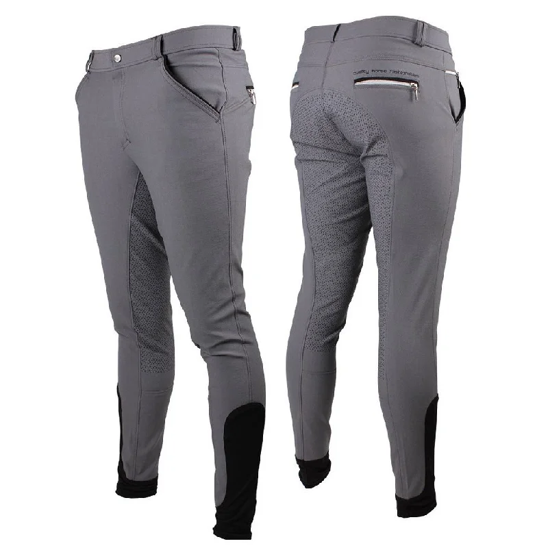 Men's Pants with Flat-Front DesignsQHP Jason Silicone Full Seat Mens Breeches