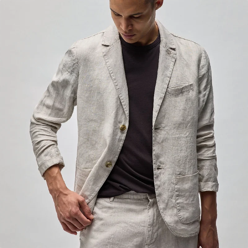 Men's Coats with Down InsulationLinen Blazer - Salt Pigment